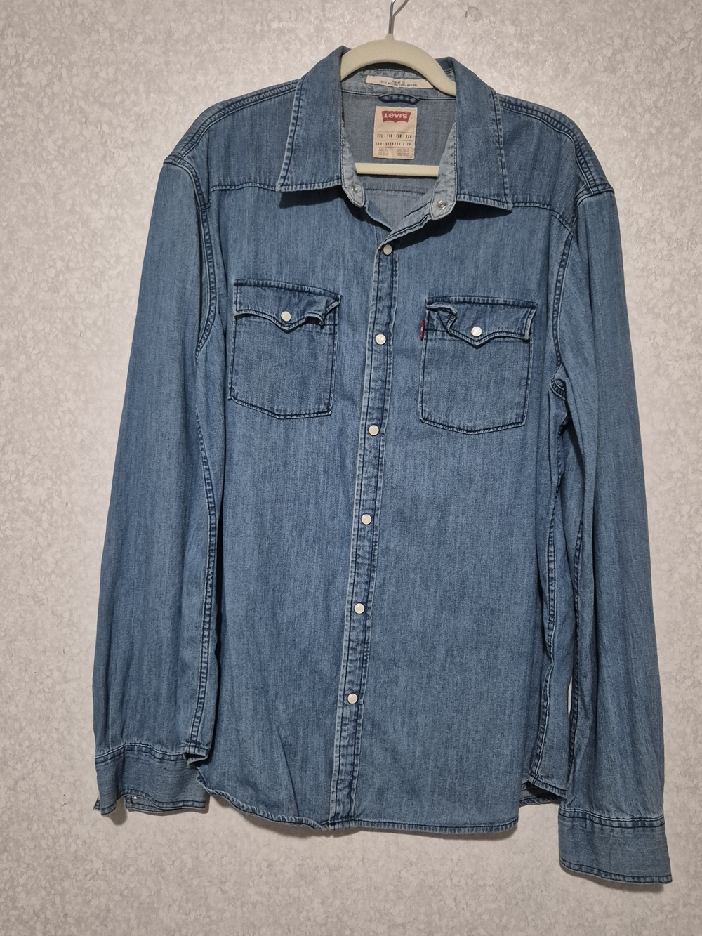Levi's Men's Denim Pearl Snap Button Shirt  - Light Blue-XXL